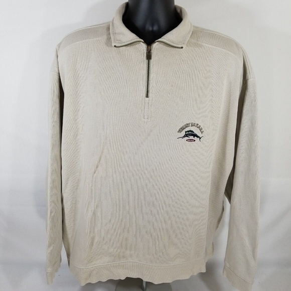 Tommy Bahama Other - Tommy Bahama XL 1/4 zip Beige Sweater Large Marlin